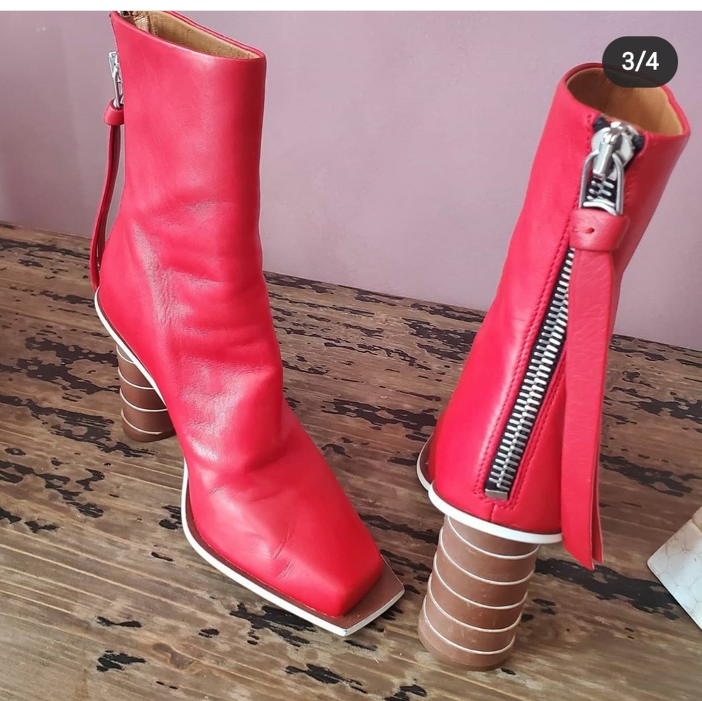 RAG &BONE BEAUTIFUL RED LEATHER BOOTIES - Picture 2 of 4